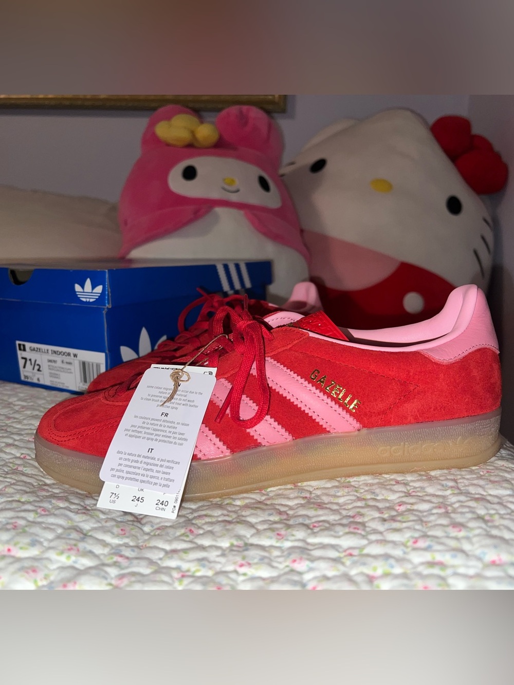 Adidas Red and Pink Suede Gazelle Sneakers